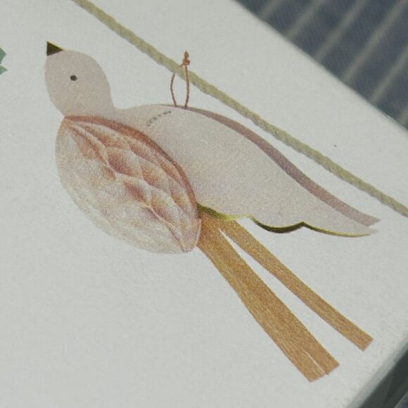 Meri Meri Tissue Paper Honeycomb Bird Garland 10'L Dusty Blue, Cream, Mint& Pink - Picture 3 of 5